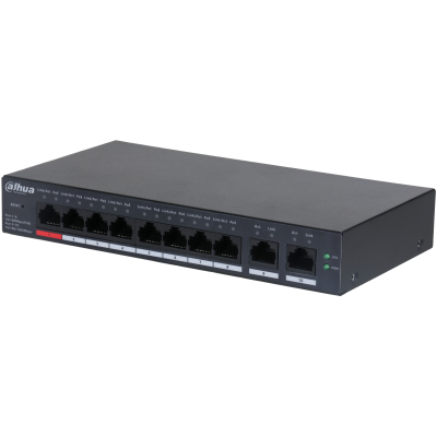 Switch PoE Dahua 8 Puertos 10/100 - Especial para CCTV (Total 96W)