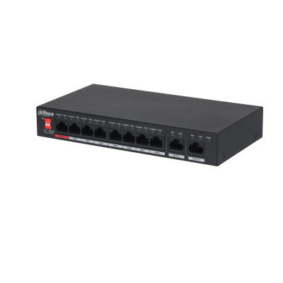 Switch PoE Dahua 10 Puertos (8 FE + 2 Giga) - Puerto 1 Hi-PoE 60W