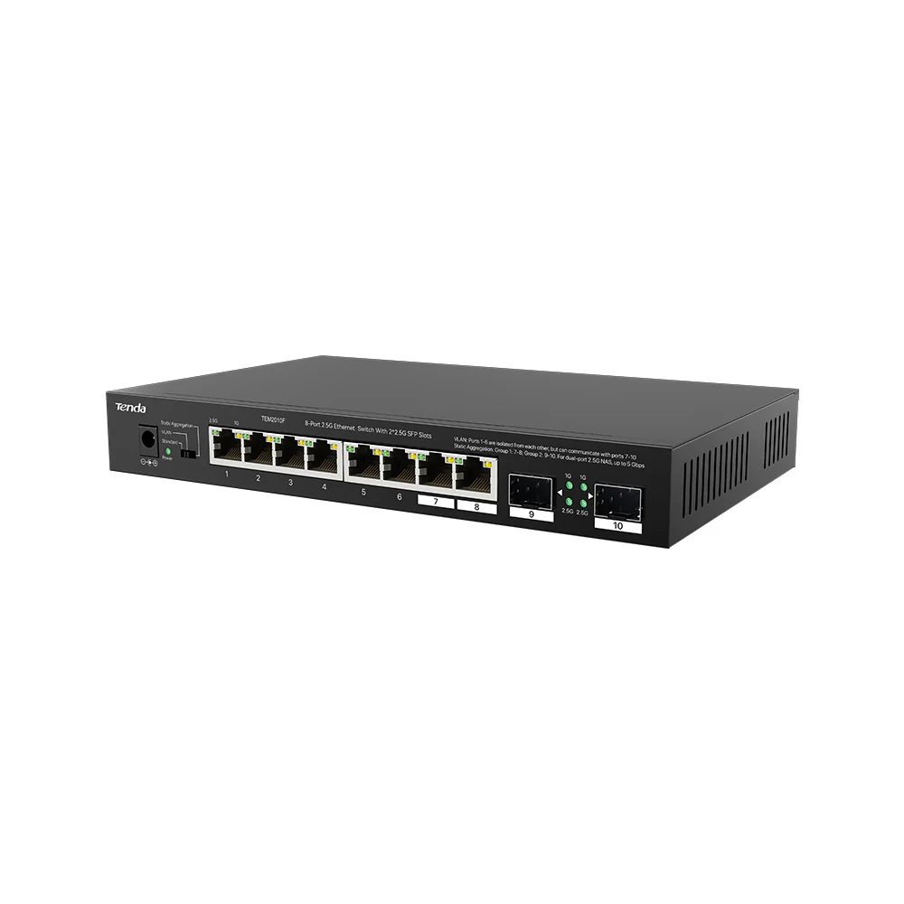 Switch administrable Tenda 8 Puertos 2.5 Gigabit + 2 Slots SFP
