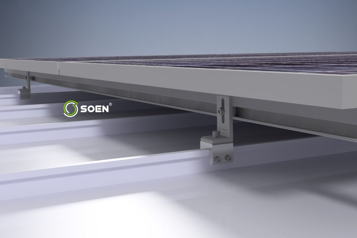 Anclaje G-Clamp para cubiertas grafadas (standing seam) SOEN, vista lateral