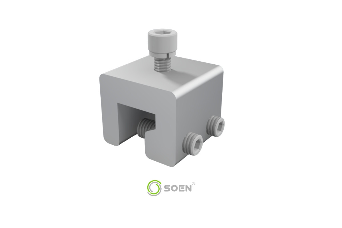 Anclaje G-Clamp para cubiertas grafadas (standing seam) SOEN, vista posterior