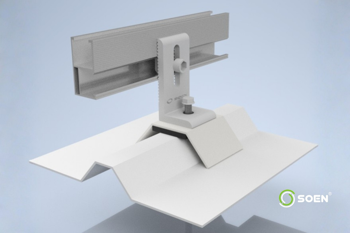 Anclaje tipo platina para cubiertas trapezoidales SOEN, vista lateral