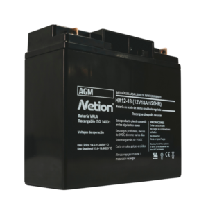 Batería AGM sellada plomo-ácido 12V 18Ah Netion de 18 Ah, vista frontal