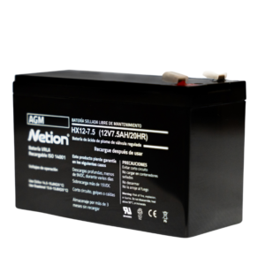 Batería AGM sellada plomo-ácido 12V 7.5Ah Netion de 7.5 Ah, vista frontal
