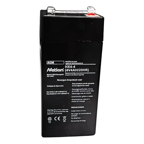 Batería AGM sellada plomo-ácido 4V 4Ah Netion de 4 Ah, vista lateral