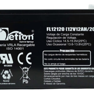 Batería Ciclo profundo AGM 12V 12Ah Netion de 12 Ah, vista frontal