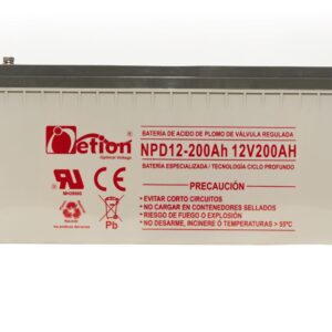 Batería Ciclo profundo AGM 12V 200Ah Netion de 200 Ah, vista frontal
