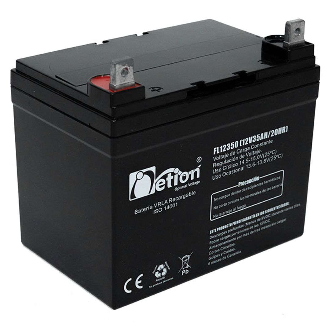Batería Ciclo profundo AGM 12V 35Ah Netion de 35 Ah, vista frontal