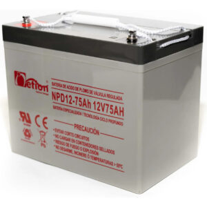 Batería Ciclo profundo AGM 12V 75Ah Netion de 75 Ah, vista frontal