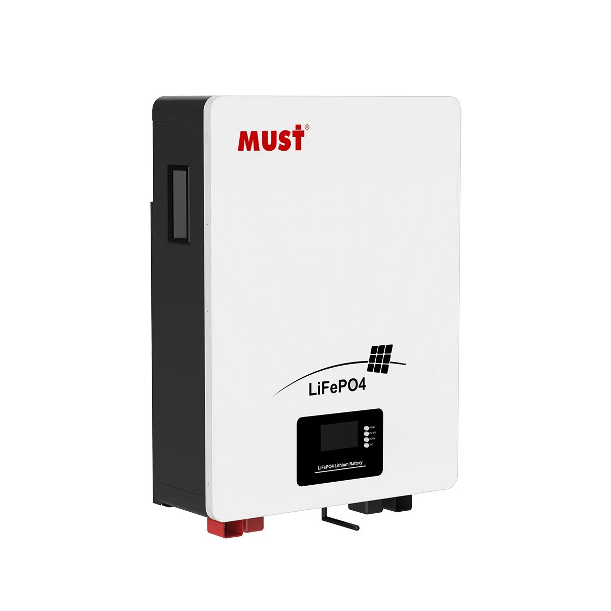Batería de litio LiFePO4 100Ah 51.2V Must de 100 Ah, vista lateral
