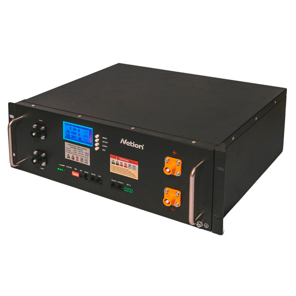 Batería de litio LiFePO4 12.8V 100Ah (tipo bloque) Netion de 100 Ah, vista frontal