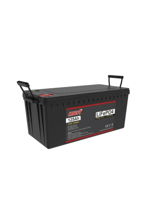 Batería de litio LiFePO4 125Ah 25.6V Must de 125 Ah, vista frontal