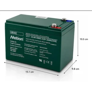 Batería E-Bike movilidad eléctrica 12V 16Ah Netion de 16 Ah, vista frontal
