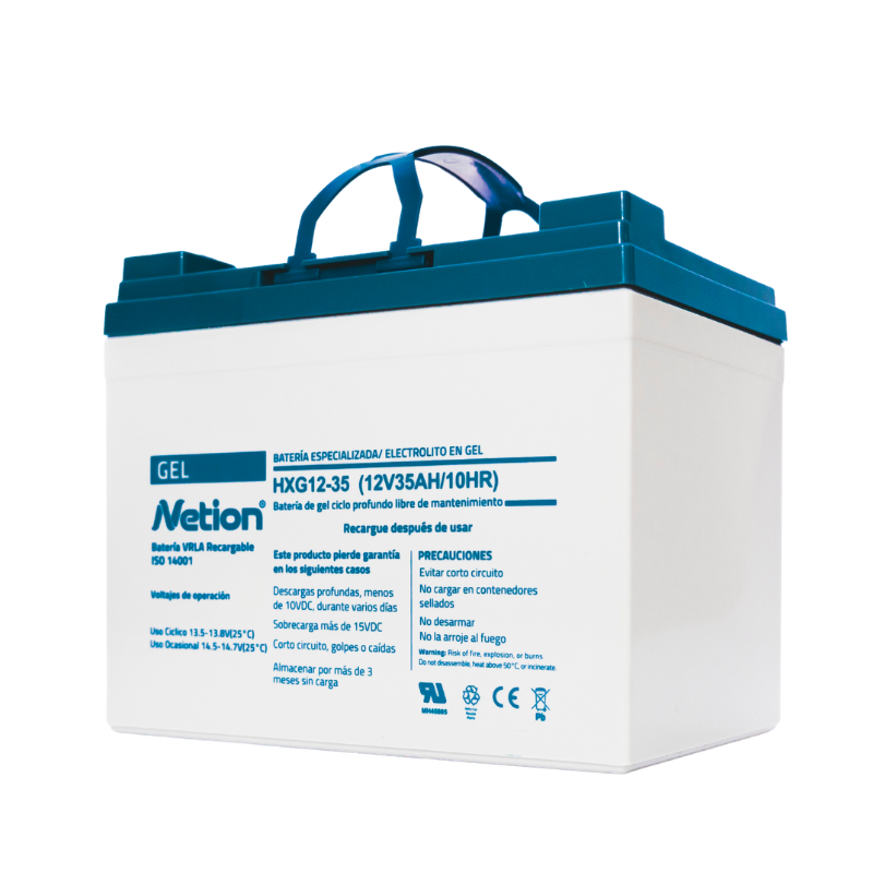 Batería Gel 12V 35Ah Netion de 35 Ah, vista frontal