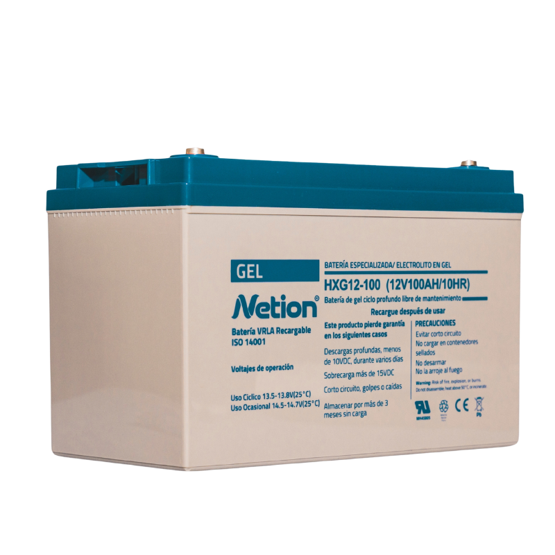 Batería Gel 12V 75Ah Netion de 75 Ah, vista frontal