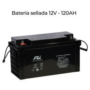 Batería sellada serie GS 12V 120Ah Powest / Fulibattery de 120 Ah, vista frontal