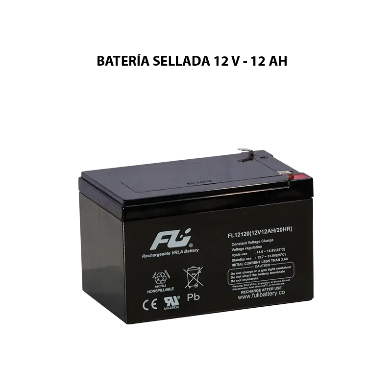 Batería sellada serie GS 12V 12Ah Powest / Fulibattery de 12 Ah, vista frontal