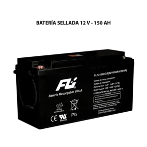 Batería sellada serie GS 12V 150Ah Powest / Fulibattery de 150 Ah, vista frontal