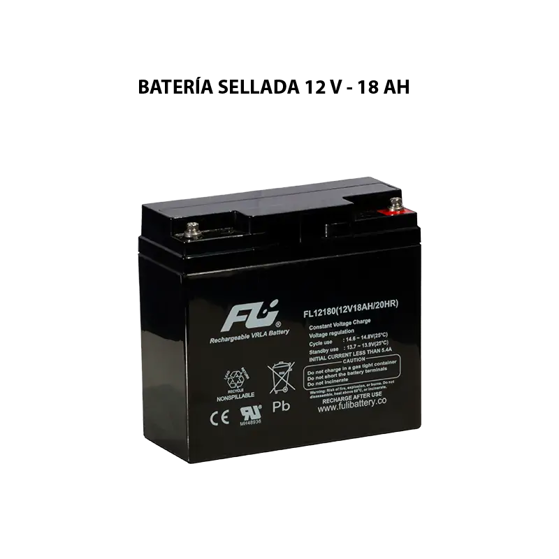 Batería sellada serie GS 12V 18Ah Powest / Fulibattery de 18 Ah, vista frontal