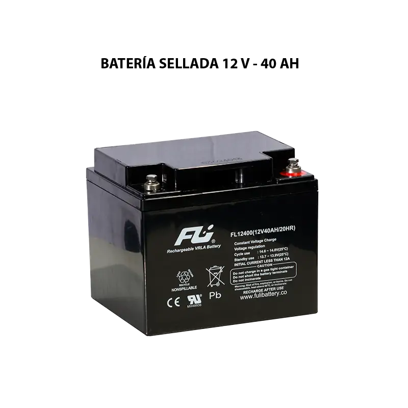 Batería sellada serie GS 12V 40Ah Powest / Fulibattery de 40 Ah, vista frontal