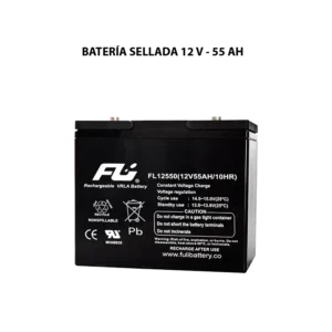 Batería sellada serie GS 12V 55Ah Powest / Fulibattery de 55 Ah, vista frontal