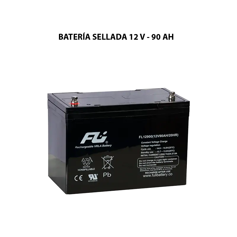 Batería sellada serie GS 12V 90Ah Powest / Fulibattery de 90 Ah, vista frontal