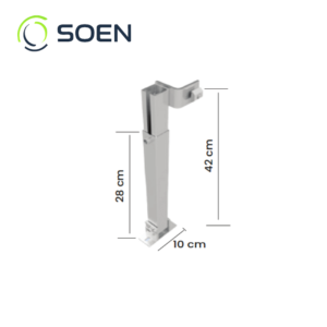 Herraje brazo extensible para riel graduable 10°-15° SOEN, vista frontal