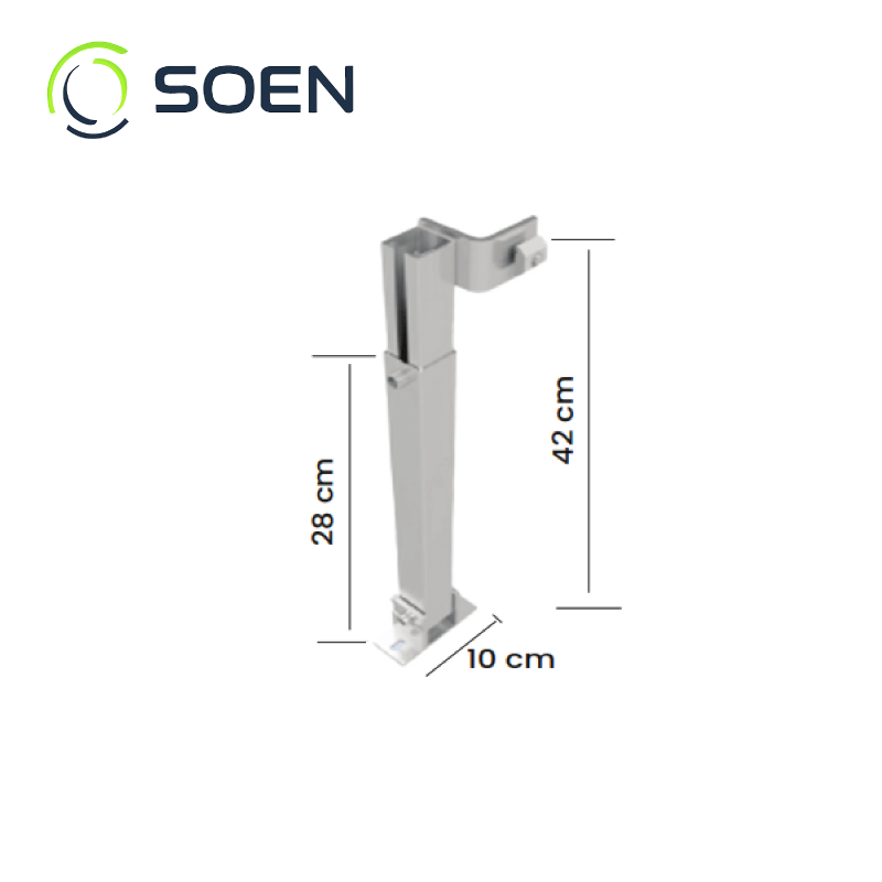 Herraje brazo extensible para riel graduable 10°-15° SOEN, vista frontal