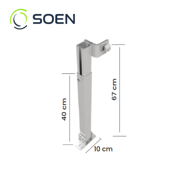 Herraje brazo extensible para riel graduable 15°-30° SOEN, vista frontal