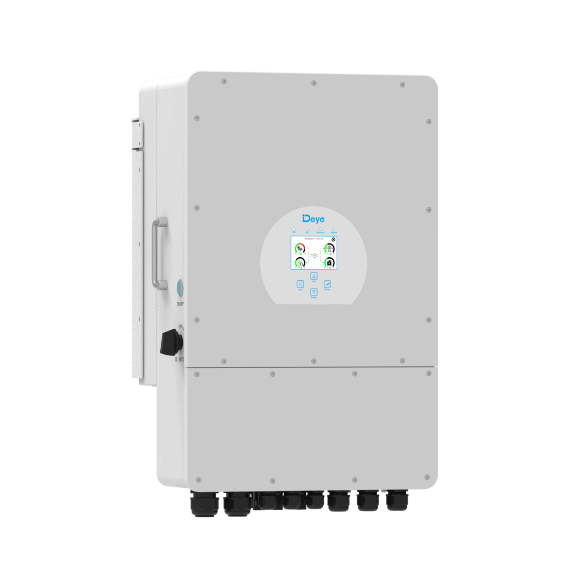 Inversor híbrido on-grid trifásico 12kW SUN-12K-SG04LP3-EU-AM2-LV Deye de 12 kW, vista frontal