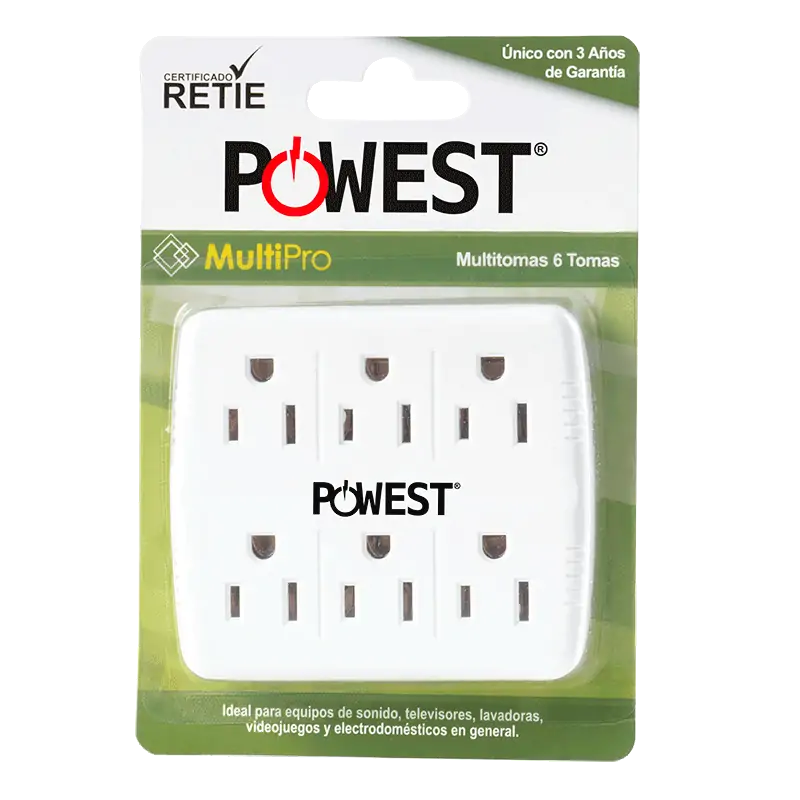 Multitoma MULTIPRO 6 salidas 15A Powest, vista posterior