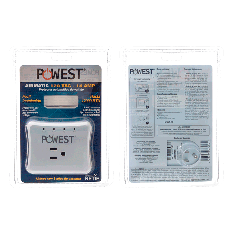 Protector de voltaje AIRMATIC Powest, vista posterior