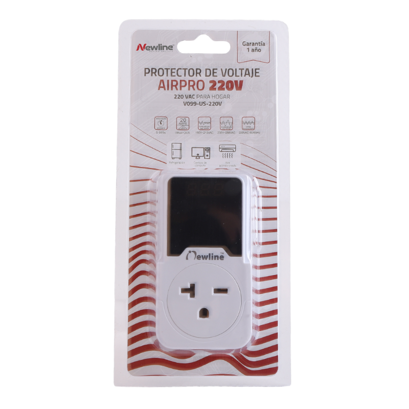 Protector de voltaje AIRPRO 220V LCD Netion, vista posterior