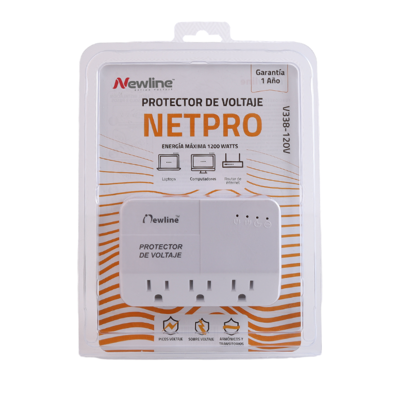 Protector de voltaje NETPRO 120V Netion, vista posterior