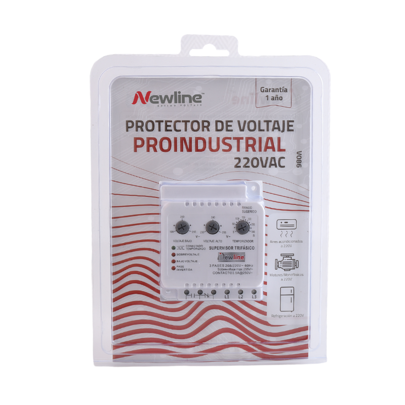 Protector de voltaje PROINDUSTRIAL TRIFÁSICO 220VAC Netion, detalle de conexiones