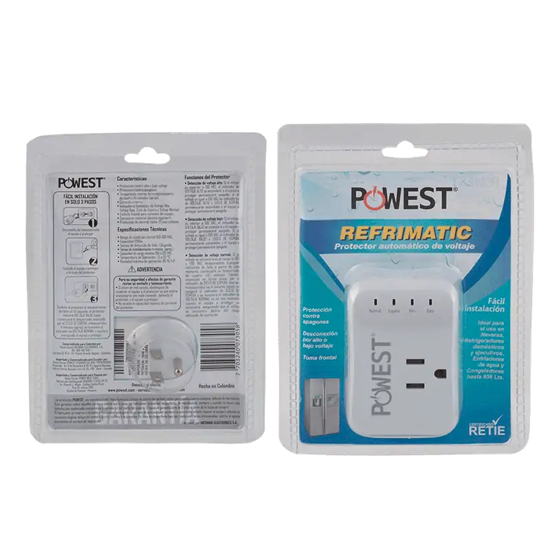 Protector de voltaje REFRIMATIC Powest, vista posterior