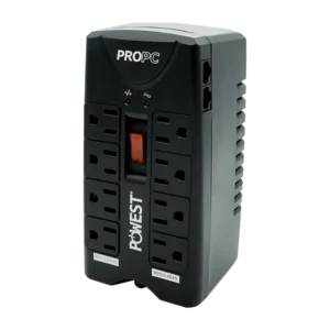 Regulador de voltaje PROPC 1000VA Powest de 1 kW, vista frontal