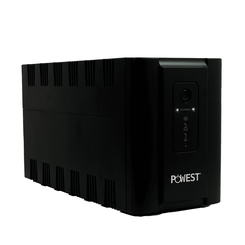 UPS interactiva 1000VA / 600W Powest de 600 W, vista lateral