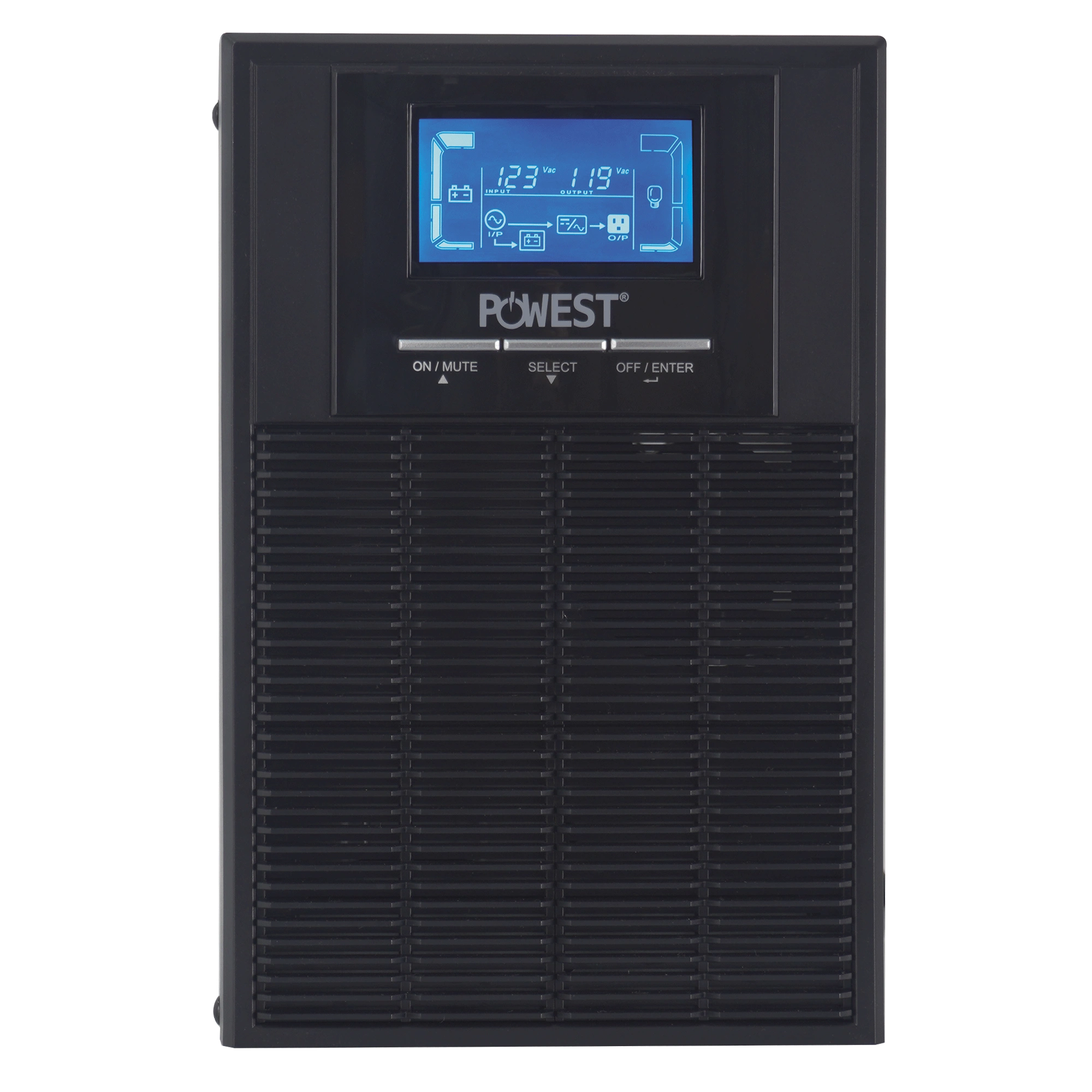 UPS online WINNER 1kVA / 900W Powest de 900 W, detalle de conexiones