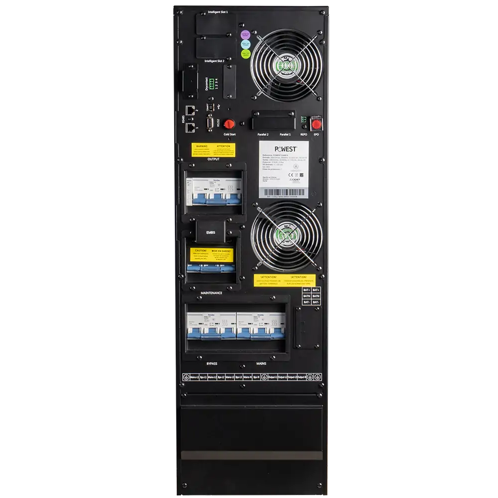 UPS trifásica Powest EA9920 · 20kW de 20 kW, vista posterior