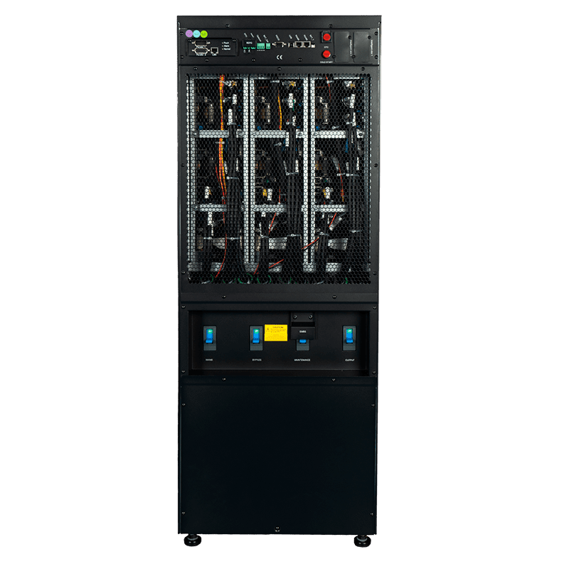 UPS trifásica Powest HV 3300 · 120kVA de 120 kW, vista posterior